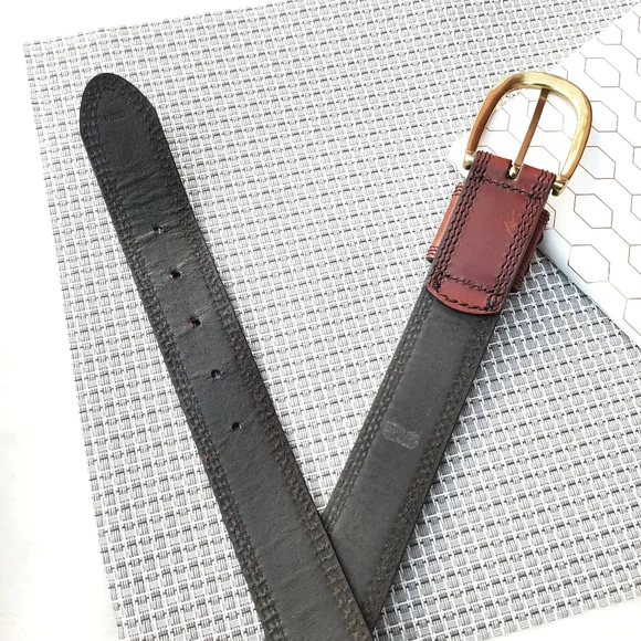 Dockers Braided and Stitched Studded Oversized Buckle Leather Belt XL Brown - Picture 9 of 12